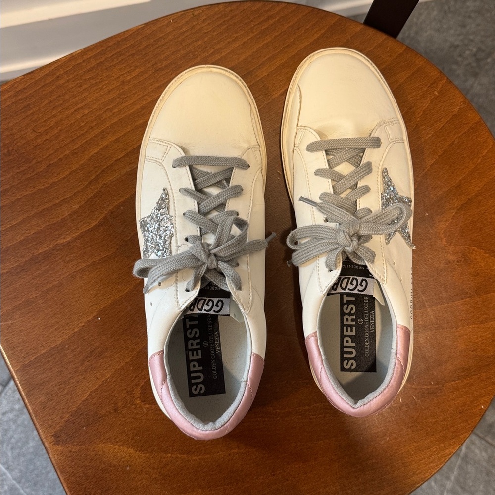 Golden Goose Hi-Star Sneakers Glitter Star "ATION WILL GET YOU” 41 pink/cream - Picture 3 of 11